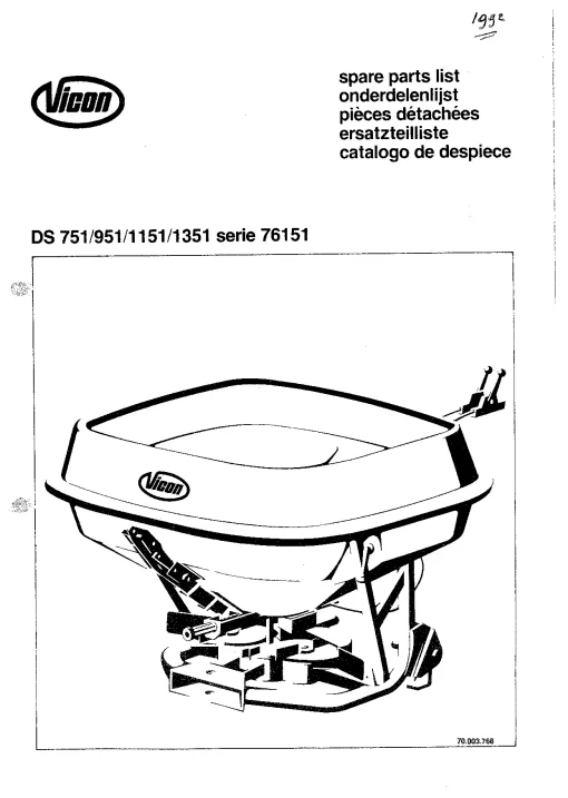 Vicon DS 751 951 1151 1351 all Operation Maintenance Manual PDF download