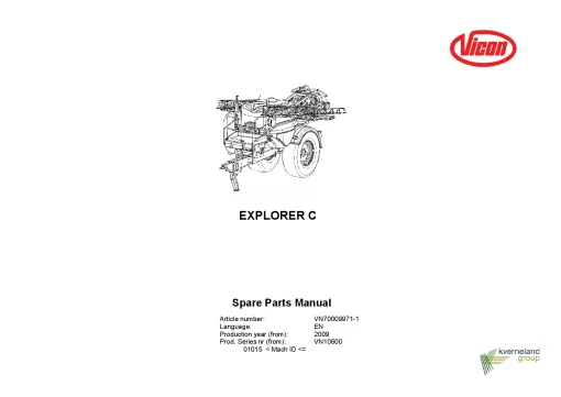 Vicon Explorer C Sprayers Trailed 2009 Parts Manual Catalog Pdf Download