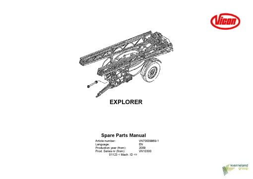 Vicon Explorer Sprayers Trailed 2009 Parts Manual Catalog Pdf Download
