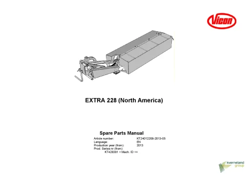 Vicon Extra 228 Mowers Disc Plain 2013 Sn KT428381 North America Parts Manual Catalog Pdf Download