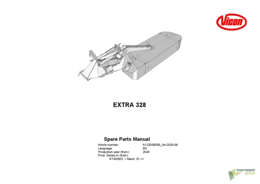 Vicon Extra 328 Mowers Disc Plain 2020 Sn KT493851 Parts Manual Catalog Pdf Download