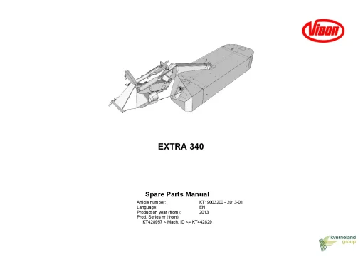 Vicon Extra 340 Mowers Disc Plain 2013 Sn KT428957-KT442829 Parts Manual Catalog Pdf Download