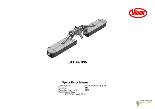 Vicon Extra 395 Mowers Disc Plain 2018 Sn KT479769 Parts Manual Catalog Pdf Download