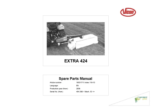 Vicon Extra 424 Mowers Disc Plain 2008 Parts Manual Catalog Pdf Download