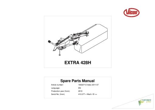 Vicon Extra 428H Mowers Disc Plain 2010 Parts Manual Catalog Pdf Download