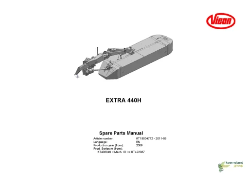 Vicon Extra 440H Mowers Disc Plain 2009 Parts Manual Catalog Pdf Download