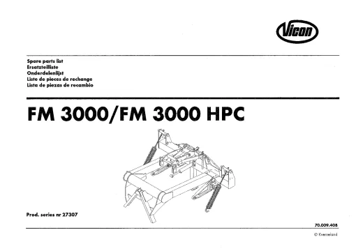 Vicon FM 3000 HPC Mower Conditioner 1999 Parts Manual Catalog Pdf Download