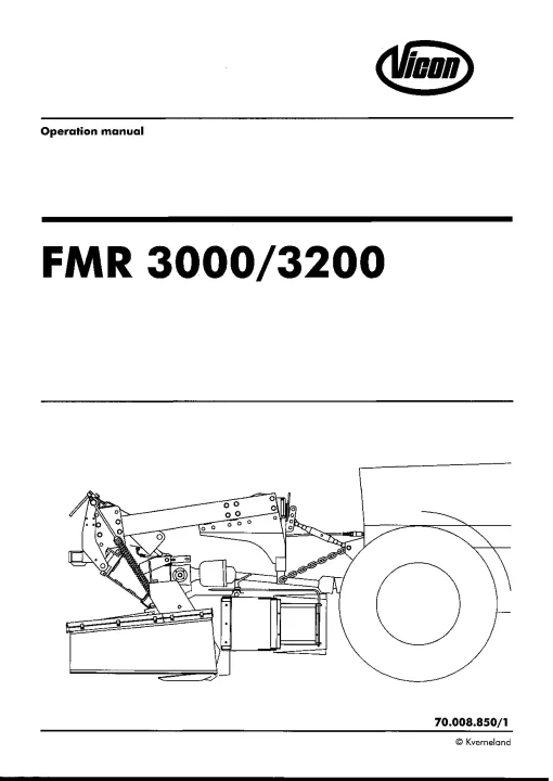 Vicon FMR 3002 3202 Mower Conditioner 2002 Operation Maintenance Manual PDF download