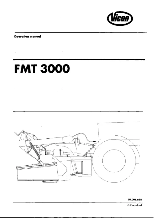 Vicon FMT 3000 Mower Conditioner 1998 Operation Maintenance Manual PDF download