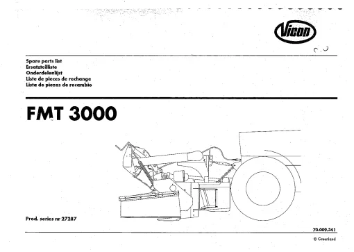 Vicon FMT 3000 Mower Conditioner 1998 Sn 27287 Parts Manual Catalog Pdf Download