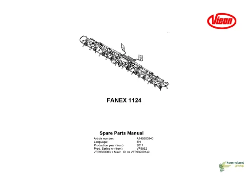 Vicon Fanex 1124 Tedders 2018 Parts Manual Catalog Pdf Download