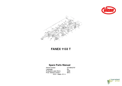 Vicon Fanex 1133T Tedders 2006 Parts Manual Catalog Pdf Download