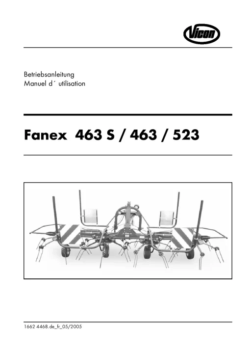 Vicon Fanex 463S 463 523 Tedders 2005 Operation Maintenance Manual PDF download