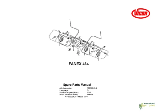 Vicon Fanex 464 Tedders 2016 Parts Manual Catalog Pdf Download