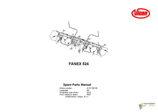 Vicon Fanex 524 Tedders 2014 Parts Manual Catalog Pdf Download