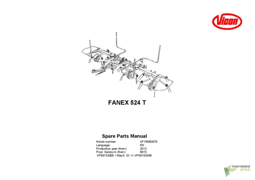 Vicon Fanex 524T Tedders 2013 Parts Manual Catalog Pdf Download