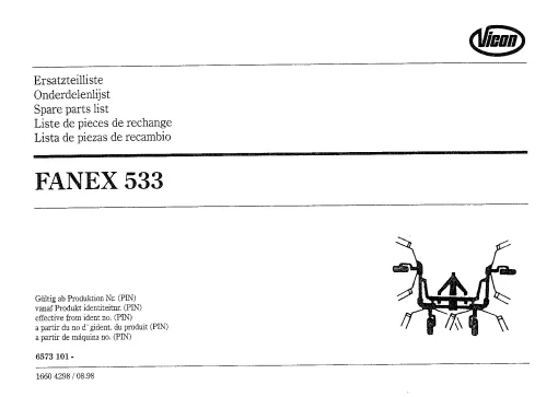 Vicon Fanex 533 Tedders 1998 Parts Manual Catalog Pdf Download