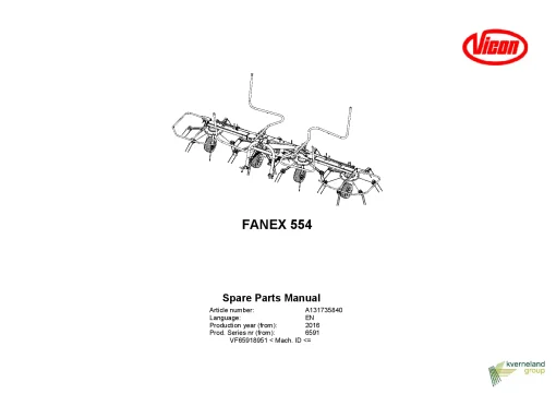 Vicon Fanex 554 Tedders 2016 Parts Manual Catalog Pdf Download