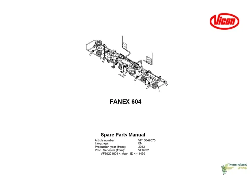 Vicon Fanex 604 Tedders 2012 Parts Manual Catalog Pdf Download