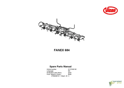 Vicon Fanex 684 Tedders 2016 Parts Manual Catalog Pdf Download