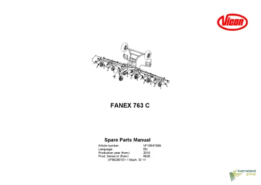 Vicon Fanex 763C Tedders 2010 Parts Manual Catalog Pdf Download