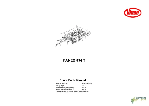 Vicon Fanex 834T Tedders 2012 Parts Manual Catalog Pdf Download
