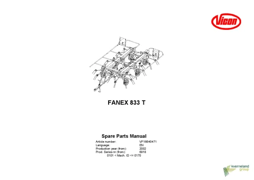 Vicon Fanex 883T Tedders 2002 Parts Manual Catalog Pdf Download