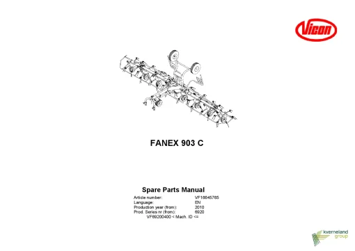 Vicon Fanex 903C Tedders 2010 Parts Manual Catalog Pdf Download