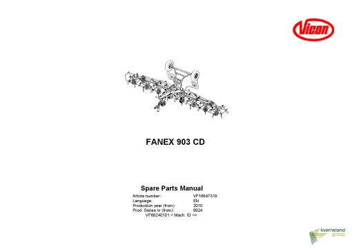 Vicon Fanex 903CD Tedders 2010 Sn 240101 Parts Manual Catalog Pdf Download