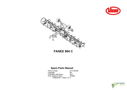 Vicon Fanex 904C Tedders 2017 Parts Manual Catalog Pdf Download