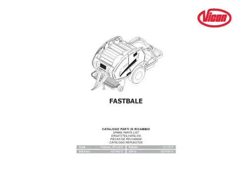 Vicon FastBale Round Baler wrapper 2016 Parts Manual Catalog Pdf Download
