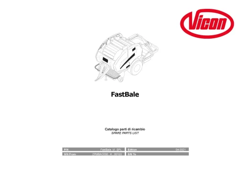 Vicon FastBale Round Baler wrapper 2021 Parts Manual Catalog Pdf Download