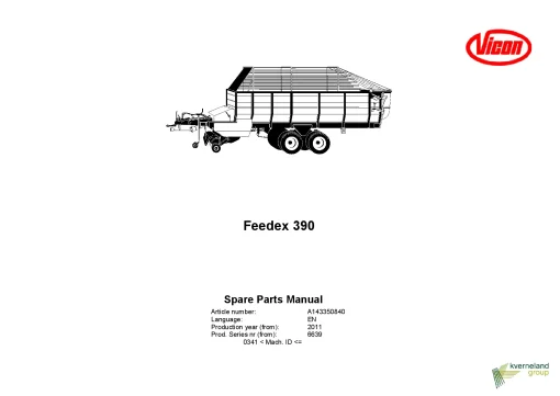 Vicon Feedex 390 Loader wagon 2011 Parts Manual Catalog Pdf Download