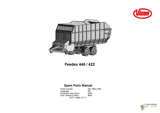Vicon Feedex 440 422 Loader wagon 2000 Parts Manual Catalog Pdf Download