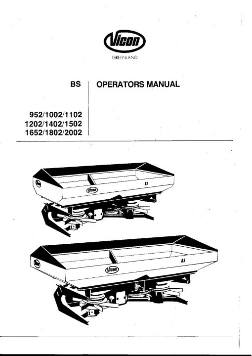 Vicon Greenland BS 952 1002 1102 1202 1402 1502 1652 1802 2002 Operation Maintenance Manual PDF download
