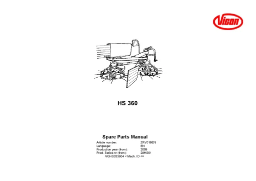 Vicon HS360 Rake-tedders 2009 Parts Manual Catalog Pdf Download