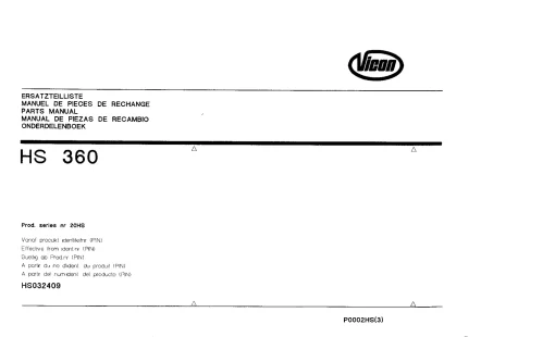 Vicon HS360 Rake-tedders P0002HS3 Parts Manual Catalog Pdf Download