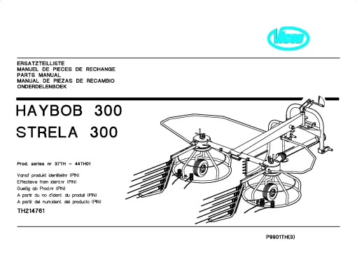 Vicon Haybob Strela 300 Rake-tedders 44TH01 Parts Manual Catalog Pdf Download