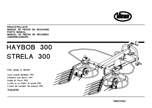 Vicon Haybob Strela 300 Rake-tedders 46TH01 Parts Manual Catalog Pdf Download