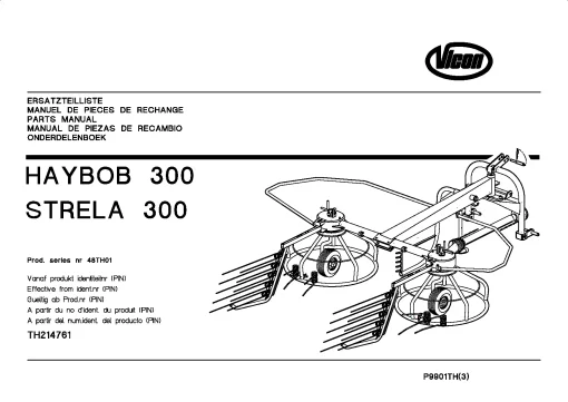 Vicon Haybob Strela 300 Rake-tedders 48TH01 Parts Manual Catalog Pdf Download