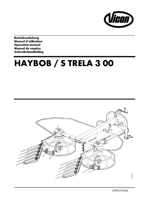 Vicon Haybob Strela 300 Rake-tedders 49TH01 Operation Maintenance Manual PDF download