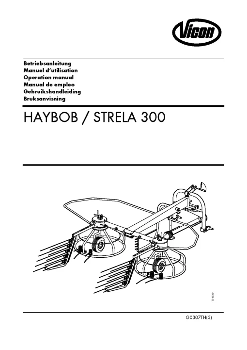 Vicon Haybob Strela 300 Rake-tedders 53TH01 Operation Maintenance Manual PDF download