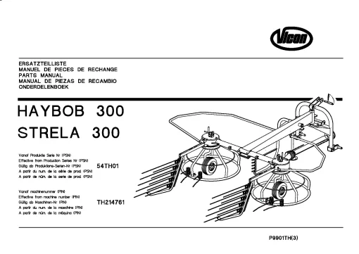 Vicon Haybob Strela 300 Rake-tedders 54TH01 Parts Manual Catalog Pdf Download