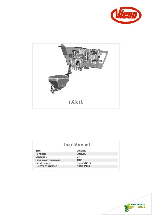 Vicon IXkit Sprayers Self propelled 2020 Operation Maintenance Manual PDF download
