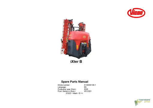 Vicon IXter B Sprayers Mounted 2020 Sn 01022 Parts Manual Catalog Pdf Download