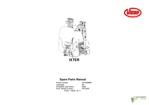Vicon IXter Sprayers Mounted 2009 Sn 010001-01014 Parts Manual Catalog Pdf Download