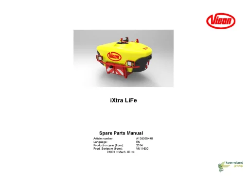 Vicon IXtra life Sprayers Front 2014 Parts Manual Catalog Pdf Download