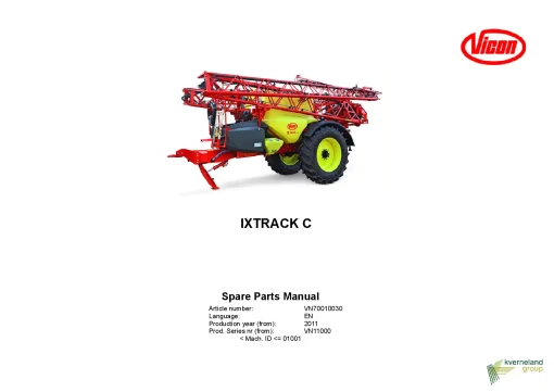 Vicon Ixtrack C Sprayers Trailed 2011 Sn -01001 Parts Manual Catalog Pdf Download