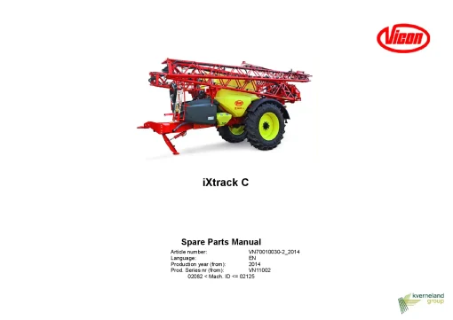Vicon Ixtrack C Sprayers Trailed 2014 Sn 02082-02125 Parts Manual Catalog Pdf Download
