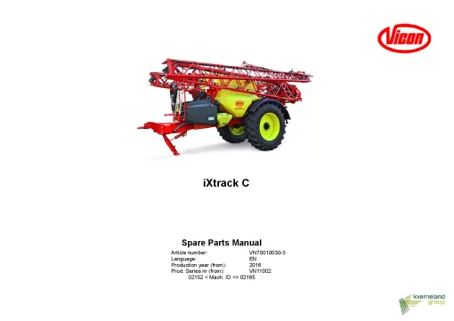 Vicon Ixtrack C Sprayers Trailed 2016 Sn 02152-02165 Parts Manual Catalog Pdf Download